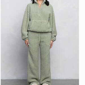 NO VACANCY Teddy Bear Cozy Half-Zip Loungewear Set